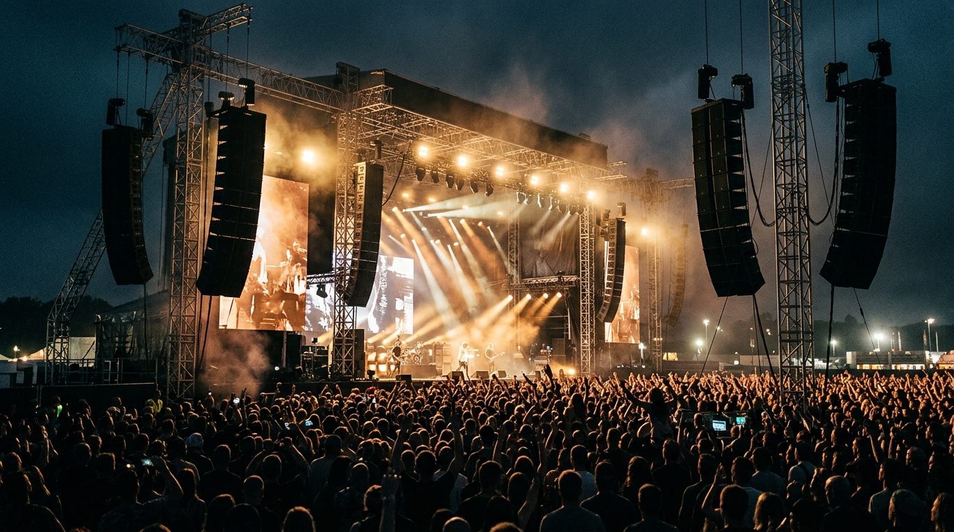 Sıla Sound büyük açık hava konser sahnesi line array ses sistemi ve ışık donanımı